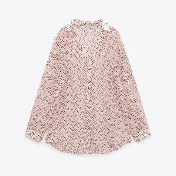 ZARA POLKA DOT PRINT SHIRT - Picture 6 of 7